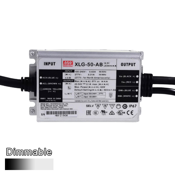 XLG-50-AB 50Watt AC100-305V Input Voltage Mean Well High-Efficacy Waterproof UL-Listed LED Display Lighting Power Supply